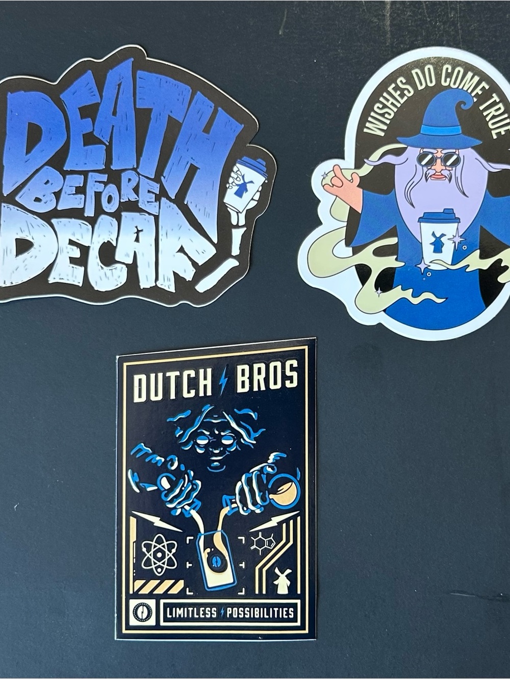 Dutch Bros Blue & Black Sticker Trio